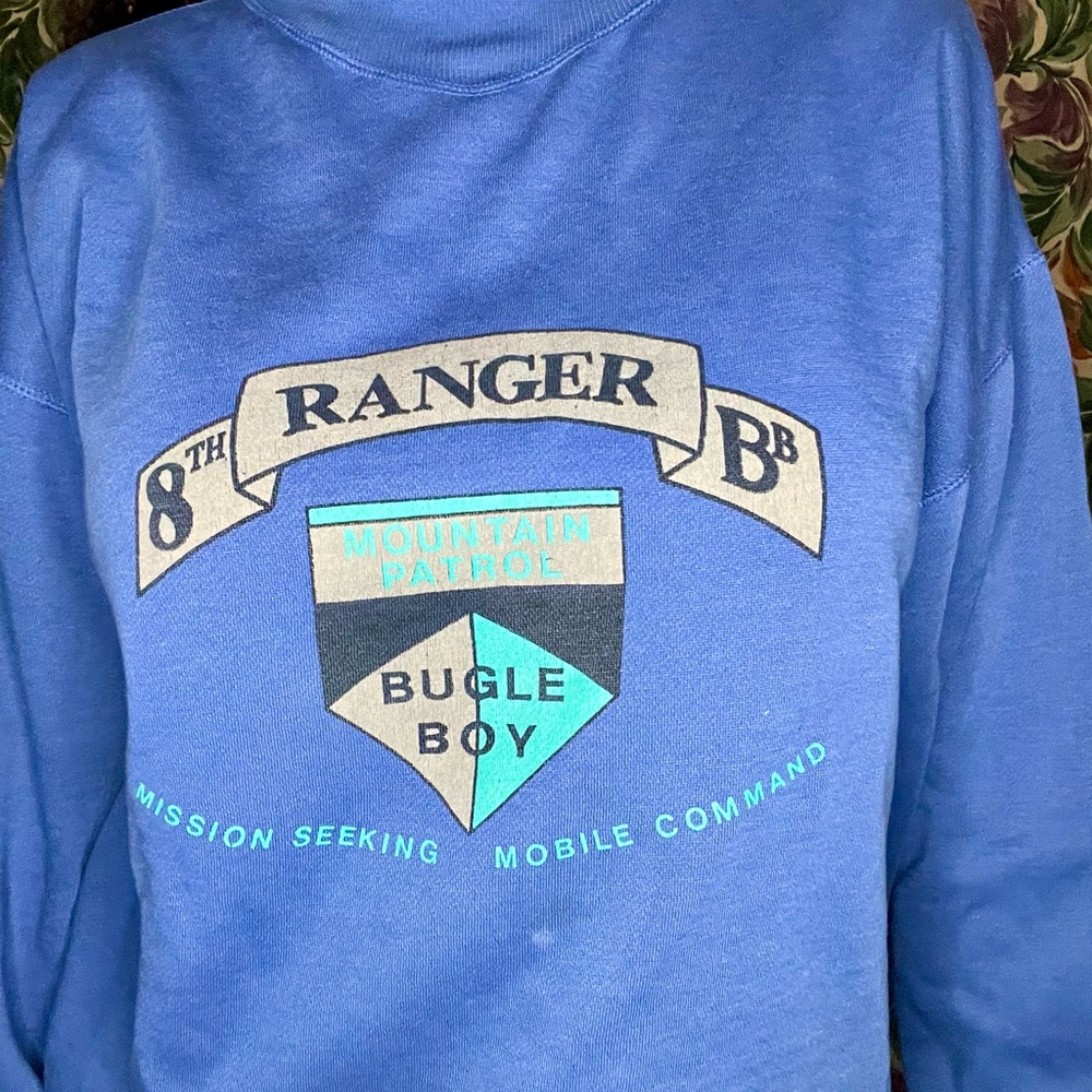 Blue Vintage Mockneck Bugle Boy Sweatshirt - Picture 3 of 4